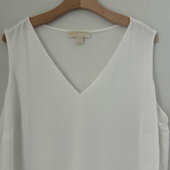 Michael Kors White Asymmetrical Sleeveless Tank Top - Picture 2 of 9